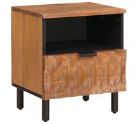 Qnhdfrt Cabinet de Chevet en Bois de Mangue Massif Table de Nuit Marron avec 1 Tiroir de Rangement 40x33x46 cm Meuble Fixe Rectangulaire pour Chambre Adulte et Salon