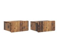 Qnhdfrt Cabinet de Chevet Mural 2 pcs, Table de Nuit Suspendue Vintage en Bois d'Ingénierie Bois Ancien, Petit Meuble de Rangement Rectangulaire avec Tiroirs pour Chambre et Salon, 49x34,5x24 cm