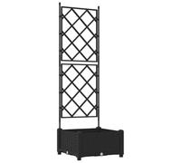 Qnhdfrt Cache-Pot de Jardin Noir 40x40x125,5 cm - Jardinière Extérieure en Plastique avec Treillis pour Plantes Grimpantes - Grand Pot de Fleurs pour Terrasse et Patio