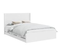 Qnhdfrt Cadre de Lit 140x190 avec Tête de Lit et 6 Tiroirs Blanc | Lit double en bois d'ingénierie blanc pour chambre avec sommier à lattes et espaces de rangement intégrés.