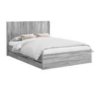 Qnhdfrt Cadre de Lit 156,5x203cm avec 6 Tiroirs et Tête de Lit Gris | Structure robuste en bois d'ingénierie pour chambre à coucher moderne, intégrant des rangements pratiques et sommier.