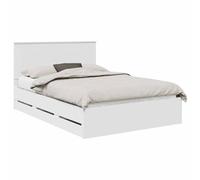 Qnhdfrt Cadre de Lit 160x200 cm avec 6 Tiroirs de Rangement, Structure de Lit Double Moderne en Bois d'Ingénierie avec Tête de Lit et Sommier à Lattes pour Chambre Adulte, Blanc