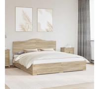 Qnhdfrt Cadre de lit 180 x 200 cm avec espace de rangement moderne en chêne Sonoma 203 x 183 x 100 cm - Sommier à lattes - Lit double - Chambre d'adolescent - Chambre complète