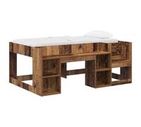 Qnhdfrt Cadre de Lit 80x160 cm avec Étagères Rangement Bois Ancien | Structure moderne en bois d'ingénierie pour chambre avec étagères intégrées pour livres et objets du quotidien.