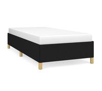 Qnhdfrt Cadre de lit 90 x 200 cm, lit simple capitonné, en tissu, noir, avec sommier à lattes stable, design moderne pour chambre à coucher et chambre d'amis, montage facile