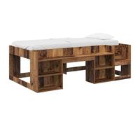 Qnhdfrt Cadre de Lit 90x190 cm avec Rangement Bois d'Ingénierie Bois Ancien | Structure moderne pour chambre avec étagères intégrées pratiques pour organiser livres et accessoires du quotidien.