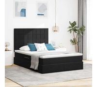 Qnhdfrt Cadre de lit à LED, avec matelas et espace de rangement, en velours, noir, 140 x 200 cm, design moderne, lit double, en métal robuste, avec éclairage RVB, montage facile pour chambre à coucher