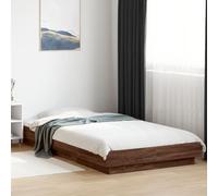 Qnhdfrt Cadre de lit avec éclairage LED marron aspect chêne 100 x 200 cm - Design moderne avec lumières RVB - Lattes robustes pour un sommeil réparateur