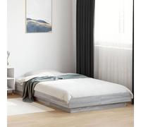 Qnhdfrt Cadre de lit avec LED gris Sonoma 100 x 200 cm - Matériau du bois - Design moderne avec éclairage RVB et sommier à lattes robuste pour un sommeil réparateur