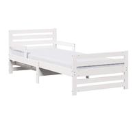 Qnhdfrt Cadre de Lit avec Matelas 80x200 cm, Structure de Lit Simple en Bois de Pin Massif Blanc, Lit 1 Place avec Tête et Pied de Lit, Adapté pour Chambre d'Adulte et Ado