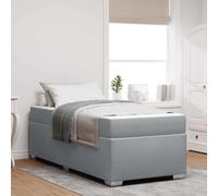 Qnhdfrt Cadre de lit avec matelas 90 x 200 cm - Design moderne - Gris clair - Cadre en bois - Support à lattes fixe - Matelas en mousse haute densité - Pour chambre à coucher, chambre d'adolescent