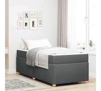 Qnhdfrt Cadre de lit avec matelas 90 x 200 cm gris foncé - Design moderne avec matelas en mousse haute densité et sommier à lattes fixe pour un sommeil réparateur