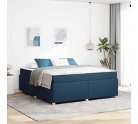 Qnhdfrt Cadre de lit avec matelas bleu - 180 x 200 cm - Lit en tissu moderne avec cadre en bois et mousse de résistance moyenne - Super King Size - Pour chambre à coucher, chambre d'amis et