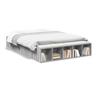 Qnhdfrt Cadre de Lit avec Sommier à Lattes et Rangements Intégrés, Structure de Lit Adulte en Bois d'Ingénierie pour Chambre à Coucher, Design Moderne, Sonoma Gris, 120 x 200 cm