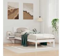 Qnhdfrt Cadre de lit avec tables de chevet - Blanc - 75 x 190 cm - En pin massif - Design moderne - Tête de lit intégrée et espace de rangement - Pour chambre d'adolescent et chambre d'amis
