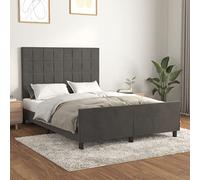 Qnhdfrt Cadre de lit avec tête de lit, gris foncé, 140 x 200 cm, en velours, réglable en hauteur, sommier à lattes, lit d'invité, lit d'appoint pour chambre à coucher