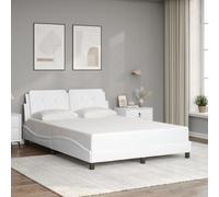 Qnhdfrt Cadre de lit avec tête de lit Zadar - Blanc - 120 x 200 cm - Design moderne avec forme ondulée - Cuir synthétique et bois massif - Pour un sommeil réparateur