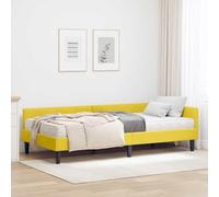 Qnhdfrt Cadre de lit d'angle, en velours, jaune, 204 x 94 x 57 cm, avec sommier à lattes et matelas de 90 x 200 cm, lit simple, moderne, pour chambre d'adolescent, chambre d'amis, chambre à coucher