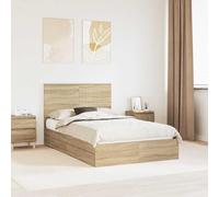 Qnhdfrt Cadre de lit en chêne Sonoma 120 x 200 cm avec espace de rangement - Cadre de lit moderne en bois dérivé du bois - 210 x 123 x 100 cm - Easy-Build Single Double Daybed pour chambre à coucher