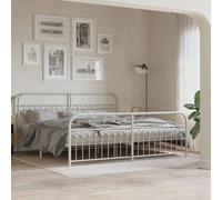 Qnhdfrt Cadre de lit en métal blanc 193 x 203 cm avec sommier à lattes et espace de rangement - Construction en acier robuste pour chambre à coucher, lit d'invité ou lit familial