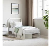 Qnhdfrt Cadre de lit en métal blanc 90 x 200 cm avec tête de lit, lit en acier robuste, avec sommier à lattes et espace de rangement, pour chambre à coucher, lit d'invité ou chambre d'adolescent