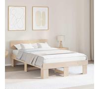 Qnhdfrt Cadre de lit en pin massif 135 x 190 cm - Design moderne avec sommier à lattes fixe - Pas de sommier tapissier nécessaire - Durable et stable - Pour chambre à coucher, lit d'invité ou lit