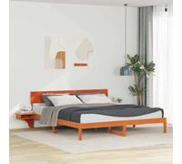 Qnhdfrt Cadre de lit en pin massif avec tête de lit intégrée et tables de chevet - 180 x 200 cm - Design moderne pour une chambre élégante