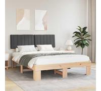 Qnhdfrt Cadre de lit gris foncé, 150 x 200 cm, en pin massif, avec tête de lit rembourrée, lit plate-forme moderne, sans sommier tapissier, lit double durable, pour chambre à coucher et chambre d'amis