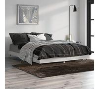 Qnhdfrt Cadre de lit gris Sonoma 135 x 190 cm en bois avec pieds en métal et lattes de contreplaqué pour un sommeil réparateur dans n'importe quelle pièce