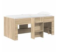 Qnhdfrt Cadre de Lit Mezzanine 2 pcs Bois d'ingénierie 80x160 cm Sonoma | Structure surélevée en bois d'ingénierie sonoma avec échelle intégrée pour optimiser l'espace dans la chambre à coucher.
