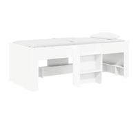 Qnhdfrt Cadre de Lit Mezzanine Blanc en Bois d'Ingénierie 100x200 cm | Structure surélevée gain de place idéale pour optimiser l'espace de la chambre avec zone libre au sol et accès échelle.