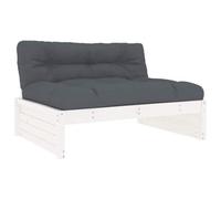 Qnhdfrt Canapé Central de Jardin en Bois de Pin Massif Blanc 120x80 cm, Fauteuil Modulaire d'Extérieur avec Coussins Anthracite, Sofa de Salon pour Terrasse, Patio et Balcon