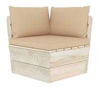 Qnhdfrt Canapé d'angle - 60 x 60 x 65 cm - En bois d'épicéa imprégné - Beige - Rembourré - Design moderne en palette - Robuste et durable - Pour jardin, balcon, terrasse et salon