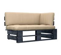 Qnhdfrt Canapé d'angle de jardin, 110 x 65 x 55 cm, en bois de pin imprégné, noir, avec coussin beige, modulaire, meuble de salon pour terrasse, balcon, jardin et espaces de vie intérieurs