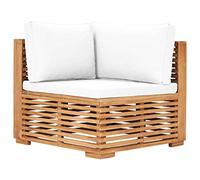 Qnhdfrt Canapé d'angle de Jardin en Bois de Teck Solide avec Coussin Crème, Fauteuil Modulable Extérieur 69,5x69,5x60 cm pour Terrasse, Patio et Balcon