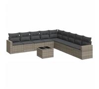 Qnhdfrt Canapé de jardin 10 pièces - Gris - 62 x 62 x 69 cm - Avec espace de rangement - Salon rembourré pour jardin, terrasse, balcon - Robuste - Charge maximale : 110 kg