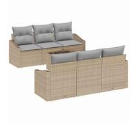 Qnhdfrt Canapé de jardin 7 pièces en polyrotin beige gris 55 x 55 x 37 cm - Design moderne - Matériau robuste et résistant aux intempéries - Pour jardin, terrasse, balcon