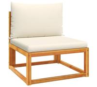 Qnhdfrt Canapé de Jardin Chauffeuse en Bois d'Acacia et Corde 65x65cm | Fauteuil modulaire extérieur pour terrasse et balcon avec dossier en corde tressée beige et coussins moelleux déhoussables.