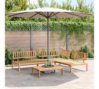 Qnhdfrt Canapé de jardin en palettes en bois massif d'acacia avec traitement à l'huile, salon d'extérieur avec table et 3 canapés, design durable pour jardin, balcon et terrasse