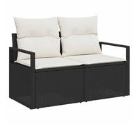 Qnhdfrt Canapé de Jardin Modulaire en Résine Tressée 120 x 62 x 69 cm, Petit Salon de Jardin Bas avec Coussins Moelleux pour Terrasse et Balcon, Cadre en Acier Stable, Anthracite