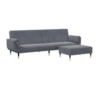 Qnhdfrt Canapé Lit 2 Places Convertible avec Repose-Pied et 2 Oreillers, Canapé Clic Clac Salon en Velours Gris Foncé, Dossier Réglable pour Studio Bureau Appartement