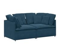 Qnhdfrt Canapé Modulable en Velours Bleu, Divan d'angle 2 Places avec Coussins Confortables et Structure Métallique Stable pour Salon et Séjour, Dim 200 x 100 x 64 cm