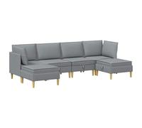 Qnhdfrt Canapé Modulaire 6 Places Gris Clair, Salon Modulable en Tissu avec Rangement Caché, Canapé d'angle Convertible avec Pouf et Coussins Amovibles pour Maison