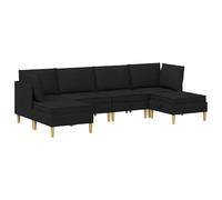 Qnhdfrt Canapé Modulaire avec Rangement 6 Pièces Noir, Salon Moderne Modulable en Tissu et Bois d'Ingénierie, Canapé d'angle et Pouf pour Maison