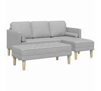 Qnhdfrt Canapé Modulaire d'angle 5 Places avec Pouf, Salon de Jardin Intérieur Design Moderne en Tissu Polyester Respirant et Cadre en Bois Solide, Grand Sofa L-Shaped Gris Nuage
