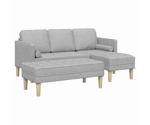 Qnhdfrt Canapé Modulaire d'angle 5 Places avec Pouf, Salon de Jardin Intérieur Design Moderne en Tissu Polyester Respirant et Cadre en Bois Solide, Grand Sofa L-Shaped Gris Nuage