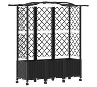 Qnhdfrt Carré Potager Surélevé avec Treillis PP Noir 163x40x144 cm | Jardinière mobile multicouche avec toit pour plantes grimpantes sur balcon, terrasse et jardin.