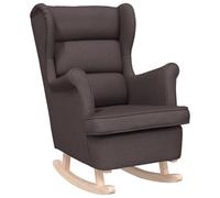Qnhdfrt Chaise à Bascule Marron Foncé, Fauteuil Balançoire Salon en Tissu Polyester Confortable avec Pieds en Hévéa Massif, Siège de Relaxation Ergonomique pour Chambre et Bureau, 74x90x102 cm