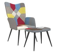 Qnhdfrt Chaise de Relaxation avec Repose-Pied, Fauteuil Salon Design Patchwork Moderne en Tissu Rembourré, Siege Confortable et Stable pour Séjour, Bureau, Chambre avec Tabouret