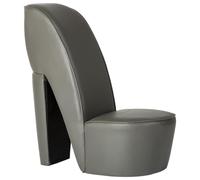 Qnhdfrt Chaise en forme de chaussure à talons aiguilles - Gris - En cuir synthétique - 43 x 82,5 x 85,5 cm - Design moderne pour salon et coiffeuse